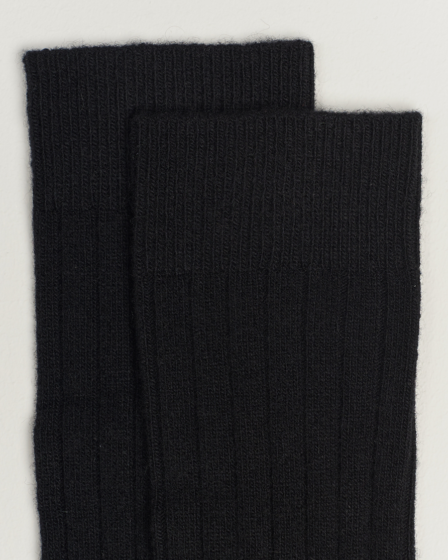 Mies | Italian Department | Bresciani | Wool/Cashmere Ribbed Socks Black