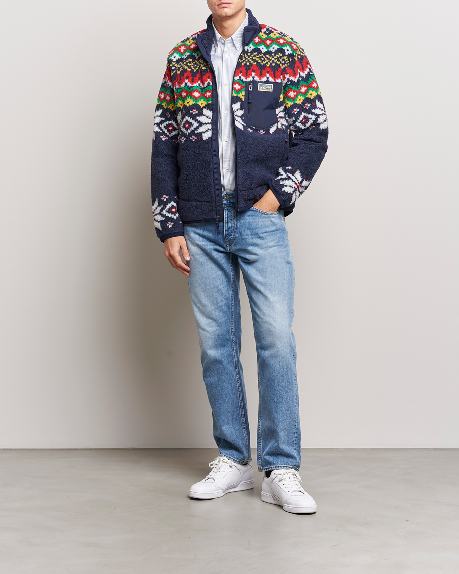 Mies | Puserot | Polo Ralph Lauren | Bonded Hi-Pile Snowflake Fairisle Full Zip Navy
