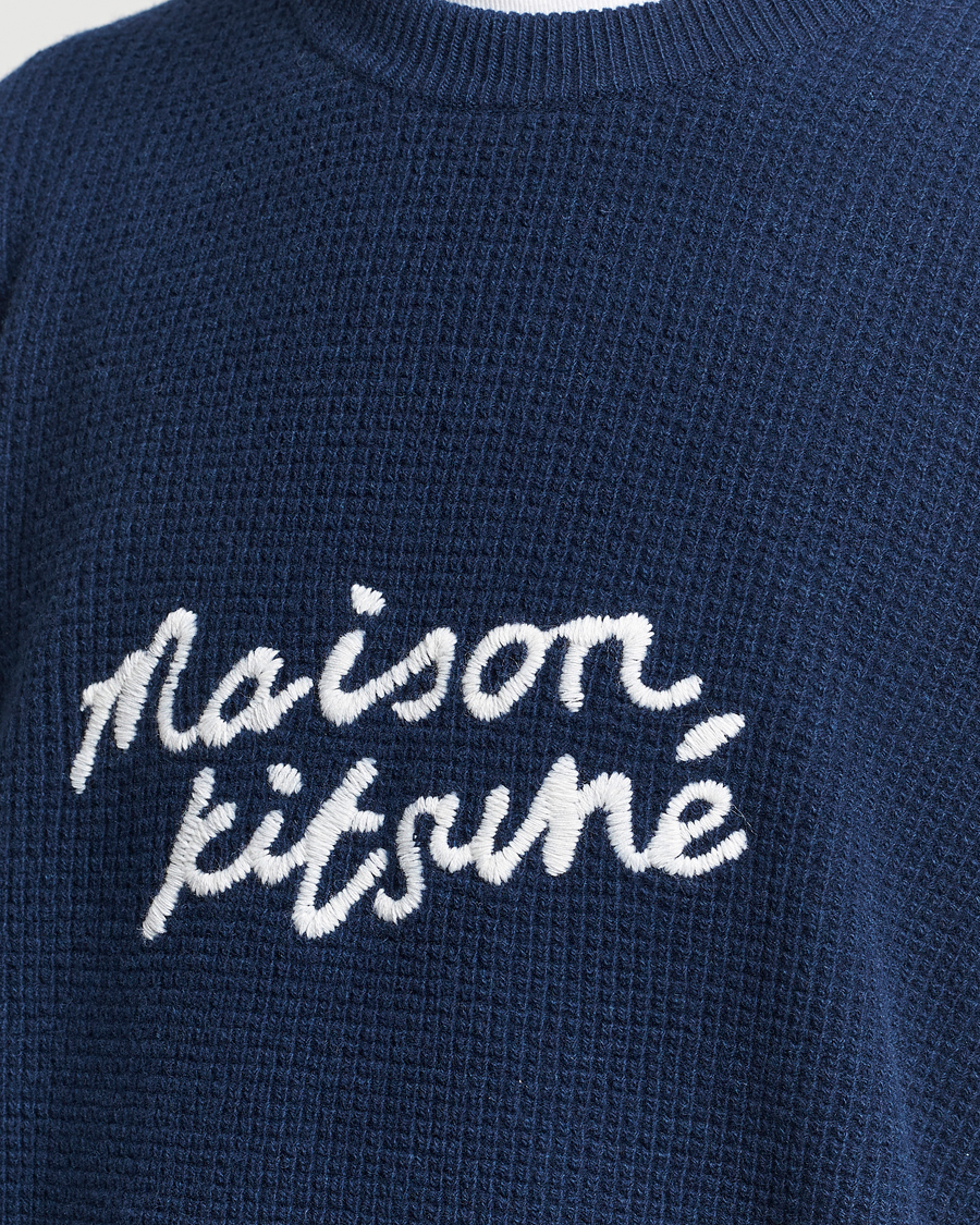 Mies | Puserot | Maison Kitsuné | Handwriting Wool Crew Neck Sweater Ink Blue