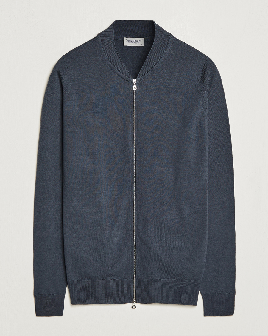 Mies | Puserot | John Smedley | Maclean Extra Fine Merin Full Zip Slate Grey