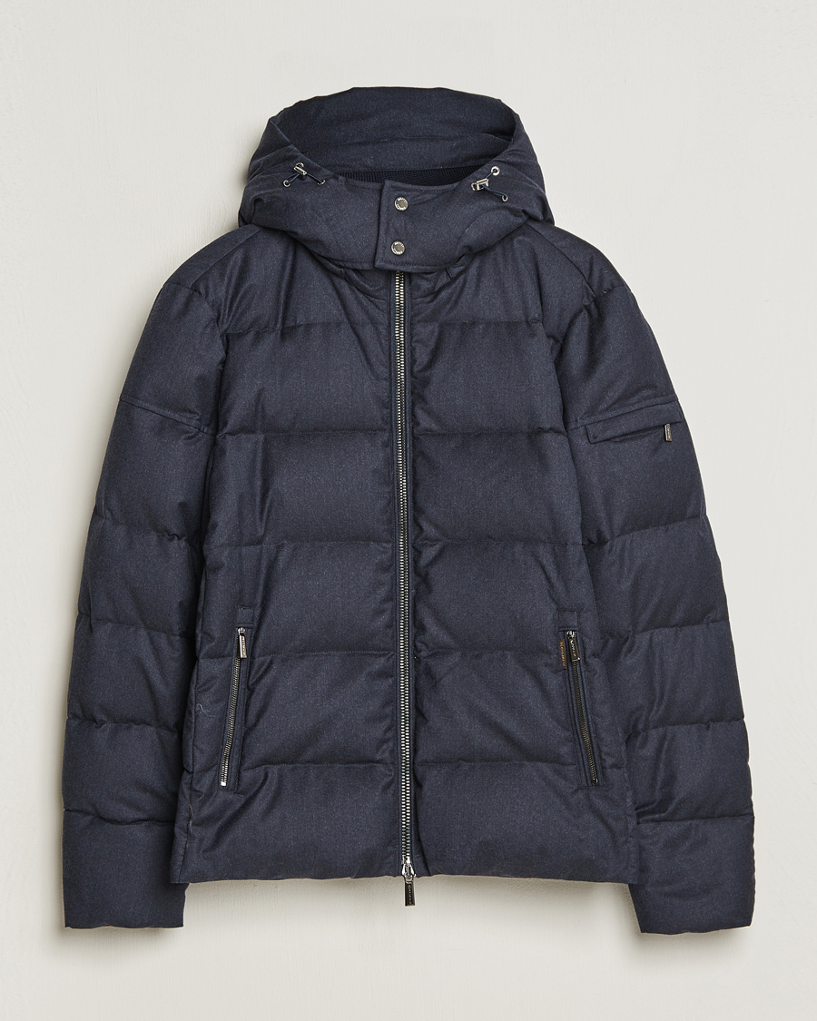 Mies | Takit | MooRER | Brett Wool/Cashmere Hooded Jacket Blue Grey