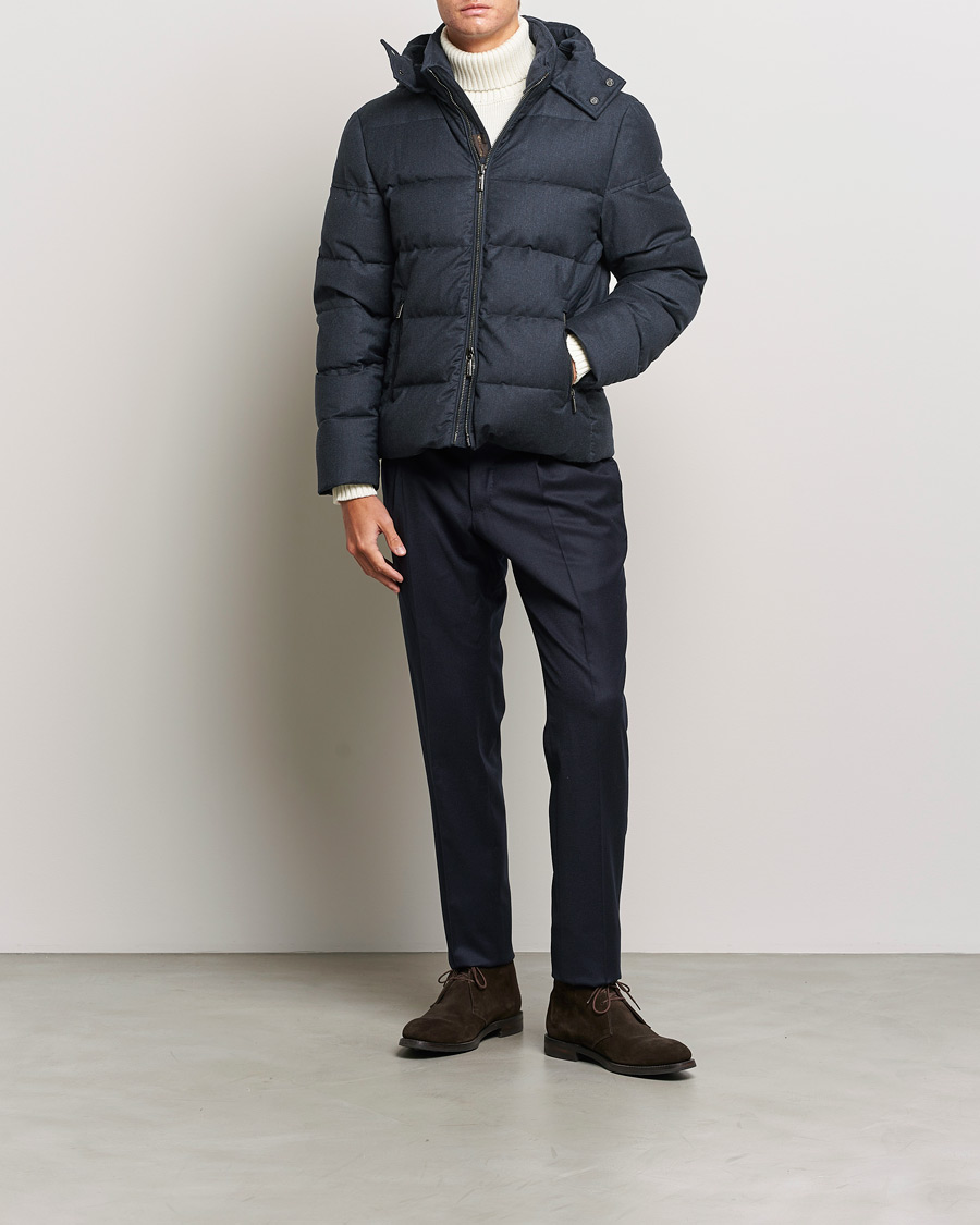 Mies | Takit | MooRER | Brett Wool/Cashmere Hooded Jacket Blue Grey