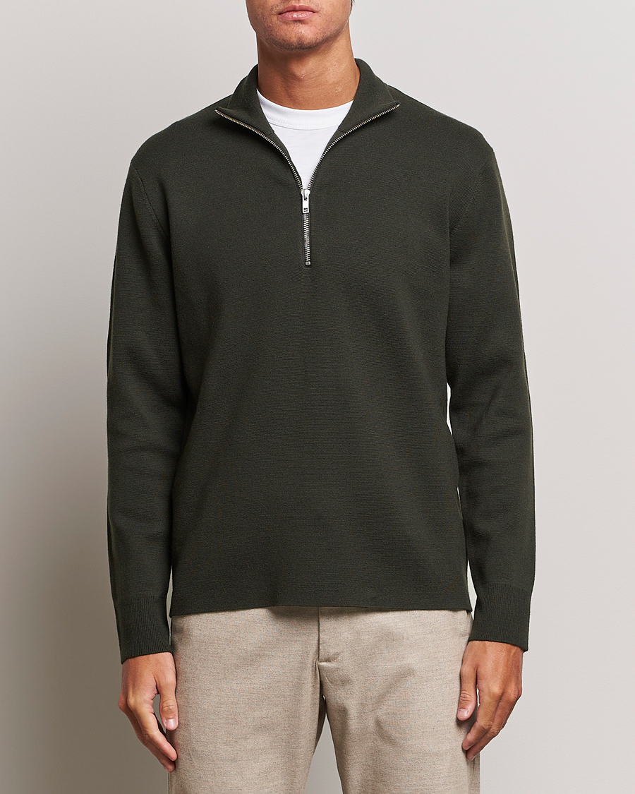 Mies |  | NN07 | Harald Cotton/Modal Half Zip Dark Army