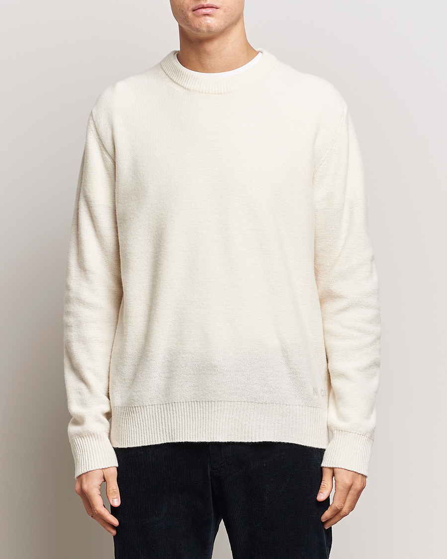 Mies |  | NN07 | Nigel Lambswool Knitted Crew Neck Ecru