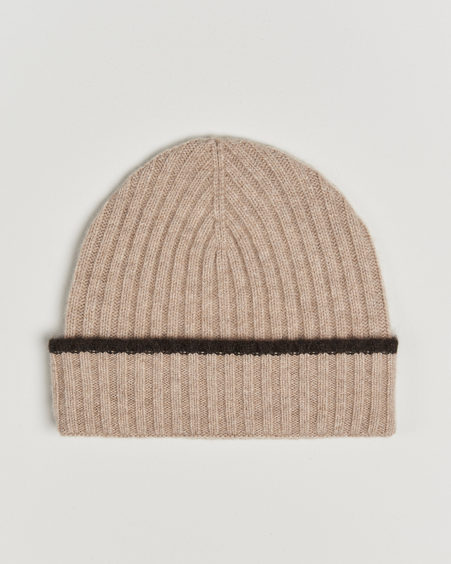 Mies |  | Amanda Christensen | Rib Knitted Cashmere Paspoal Cap Beige Melange