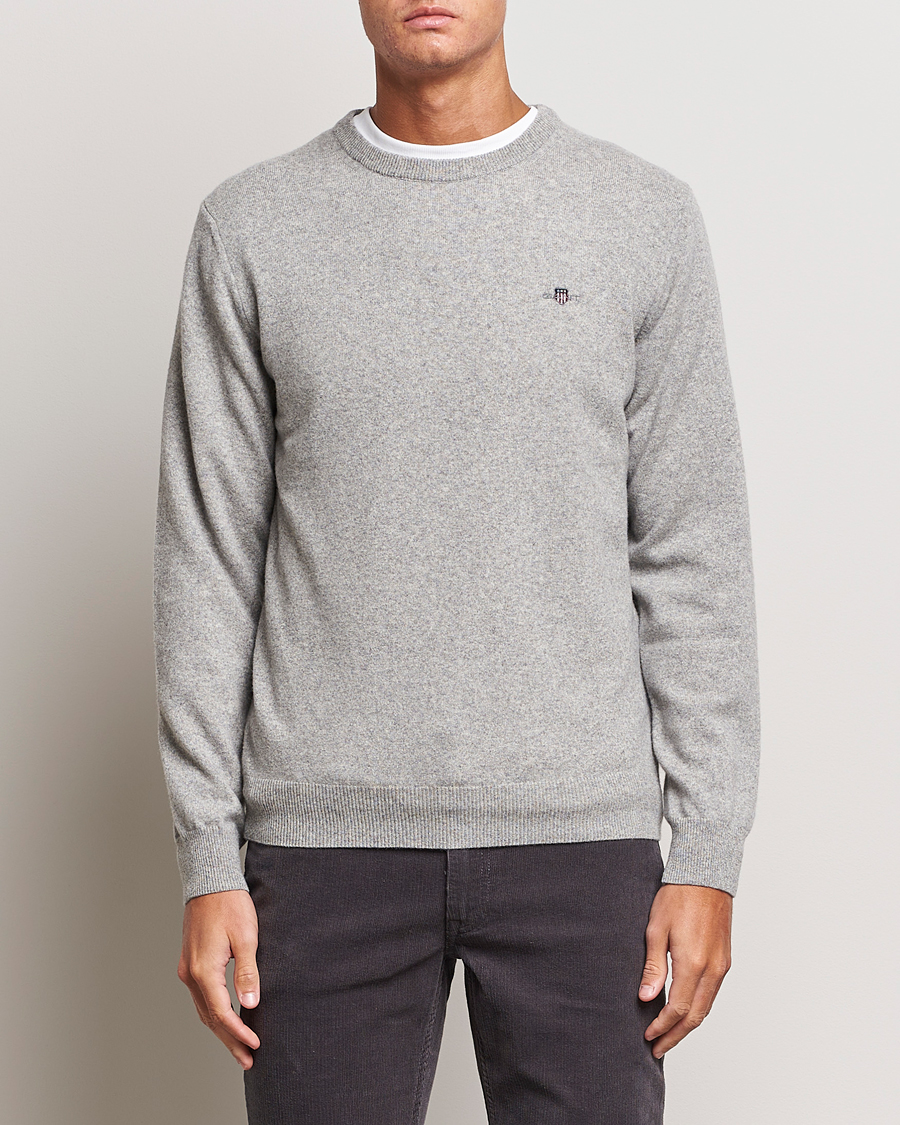 Mies |  | GANT | Lambswool Crew Neck Pullover Grey Malange