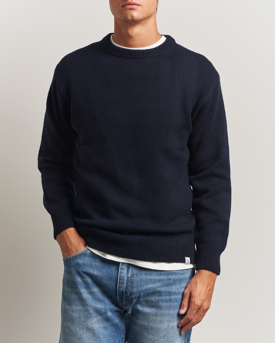 Mies | Puserot | Merz b. Schwanen | Merino/Cashmere Knitted Sweater Dark Navy