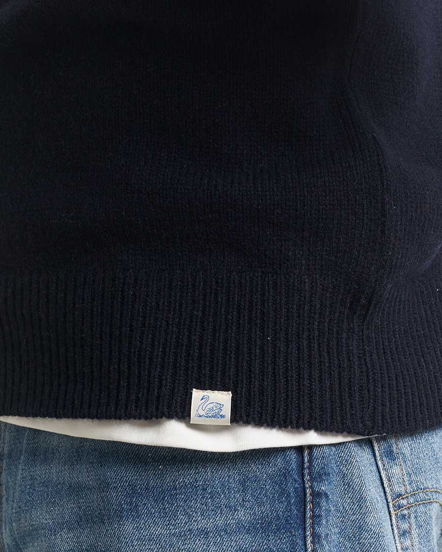 Mies | Puserot | Merz b. Schwanen | Merino/Cashmere Knitted Sweater Dark Navy
