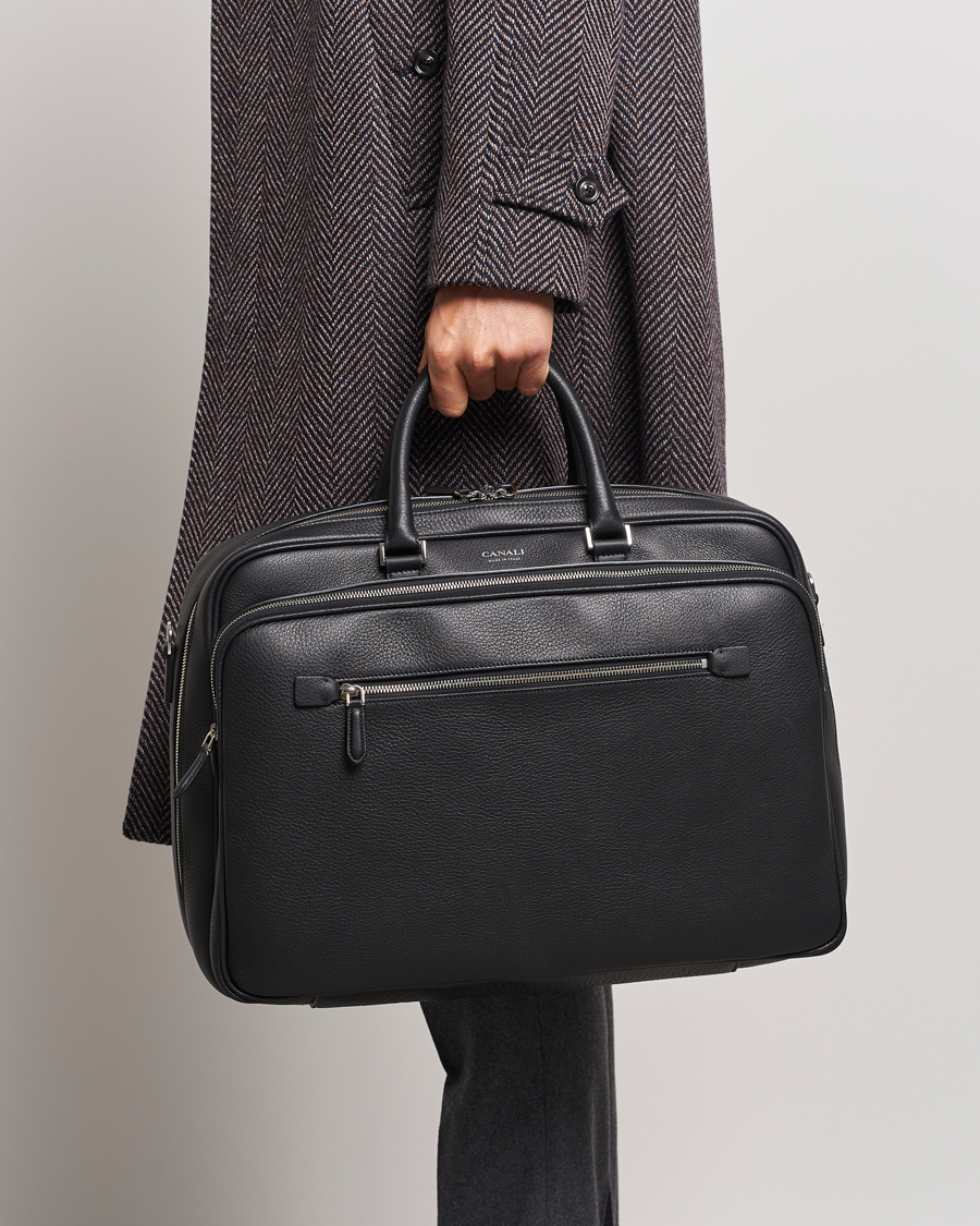 Mies |  | Canali | Grain Leather Weekend Bag Black