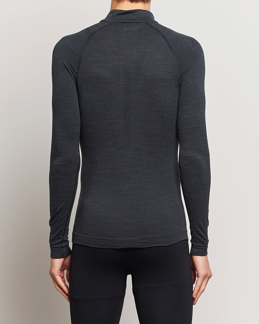 Mies | Falke Sport | Falke Sport | Long Sleeve Wool Tech Half Zip Shirt Black
