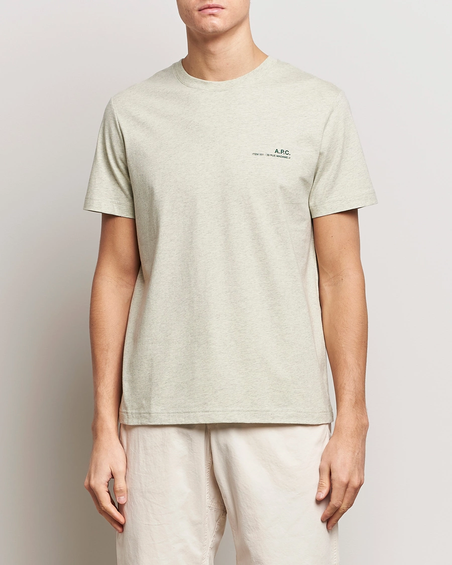Mies | T-paidat | A.P.C. | Item T-Shirt Vert Pale Chine