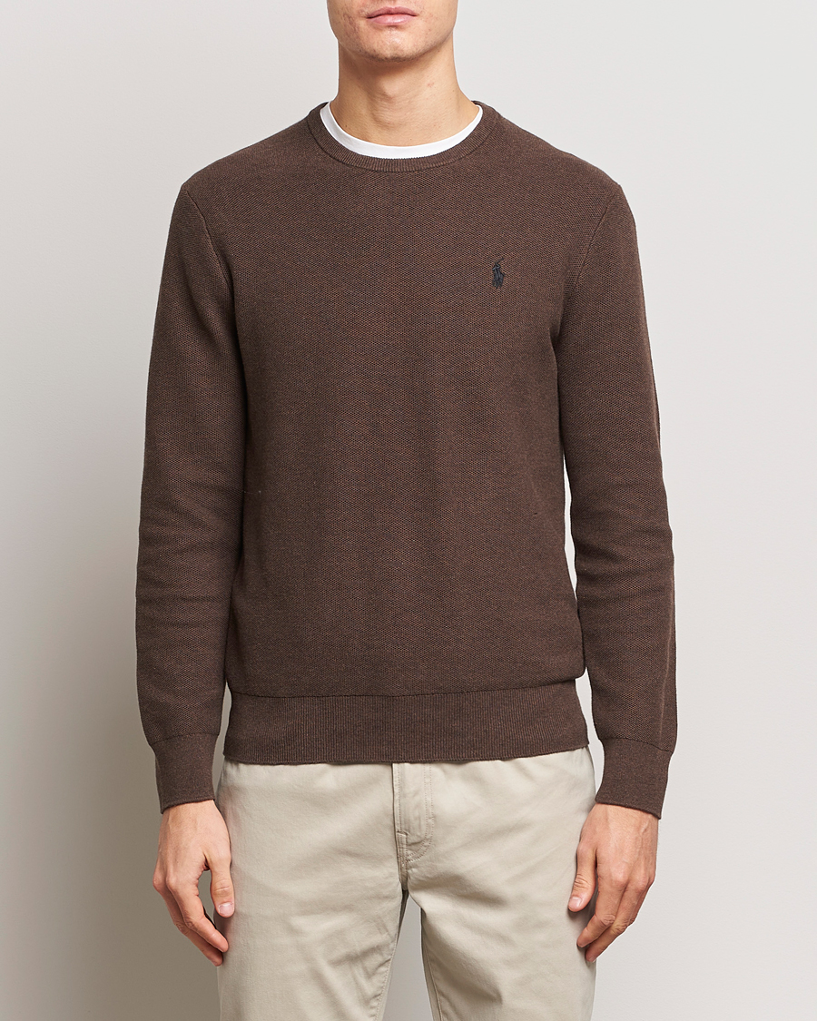 Mies |  | Polo Ralph Lauren | Textured Cotton Crew Neck Sweater Spa Brown Heather