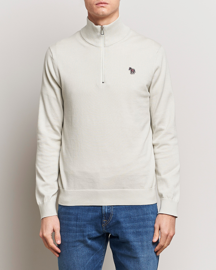 Mies | Paul Smith | PS Paul Smith | Zebra Cotton Knitted Half Zip Washed Grey