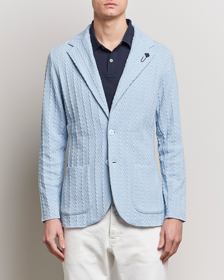 Mies | Lardini | Lardini | Knitted Structure Cotton Blazer Light Blue