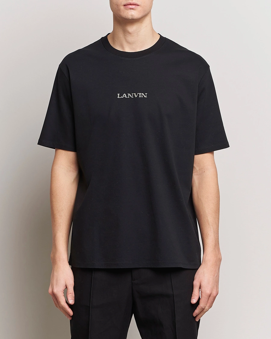 Mies | Luxury Brands | Lanvin | Embroidered Logo T-Shirt Black