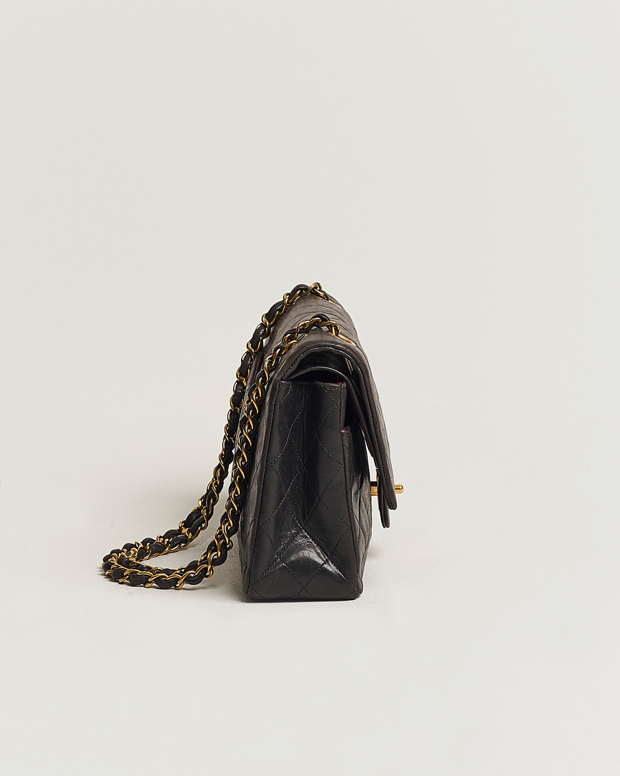 Mies | Chanel Pre-Owned Classic Medium Flap Bag Calf Leather Black | Chanel Pre-Owned | Classic Medium Flap Bag Calf Leather Black