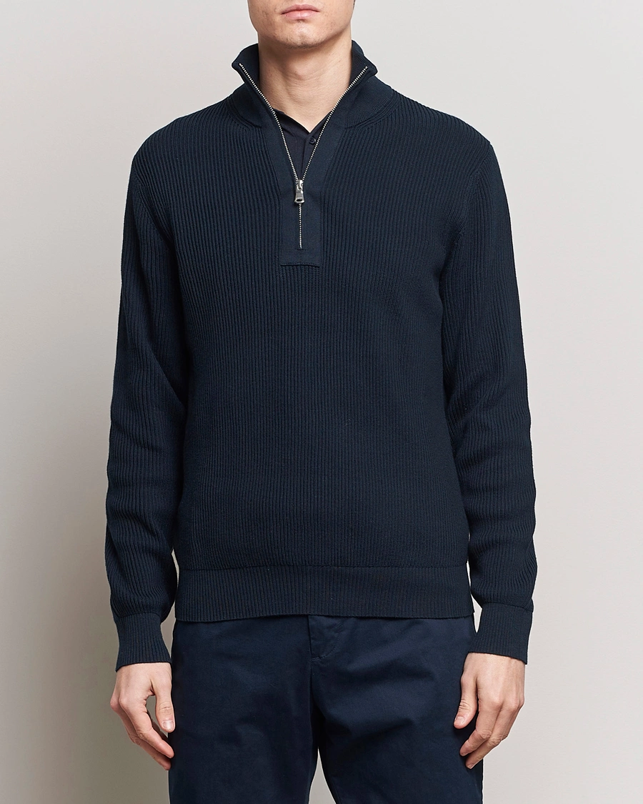 Mies | J.Lindeberg | J.Lindeberg | Alex Half Zip Organic Cotton Sweater Navy