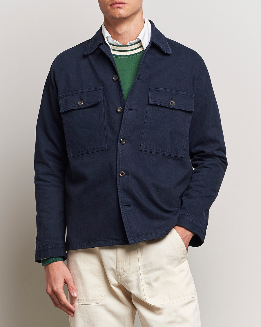 Mies | Overshirts | Drake\'s | Cotton Field Shirt Navy