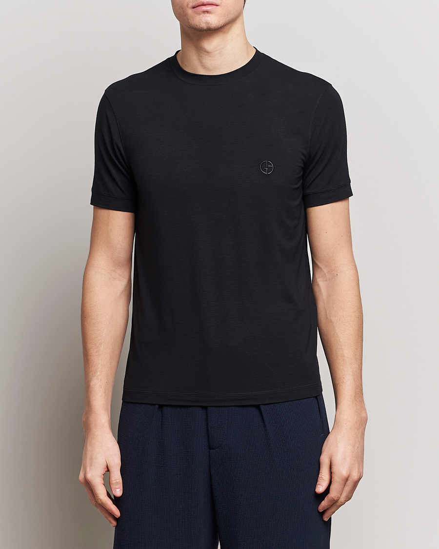 Mies | Mustat t-paidat | Giorgio Armani | Embroidered Logo T-Shirt Black