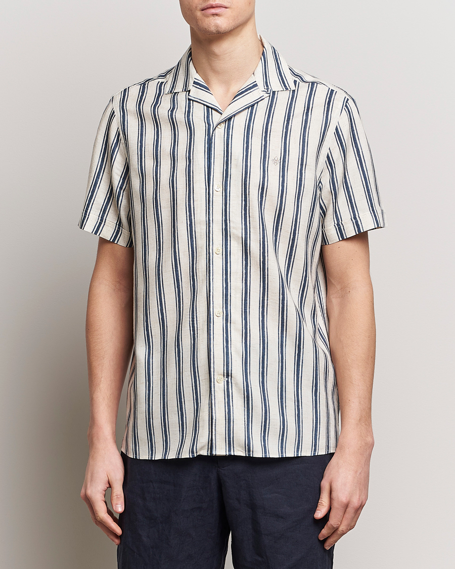 Mies |  | Morris | Printed Short Sleeve Shirt Navy/Beige