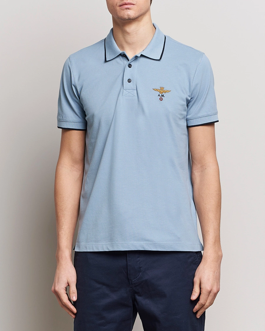 Mies | Alennusmyynti vaatteet | Aeronautica Militare | Garment Dyed Cotton Polo Glacier Blue