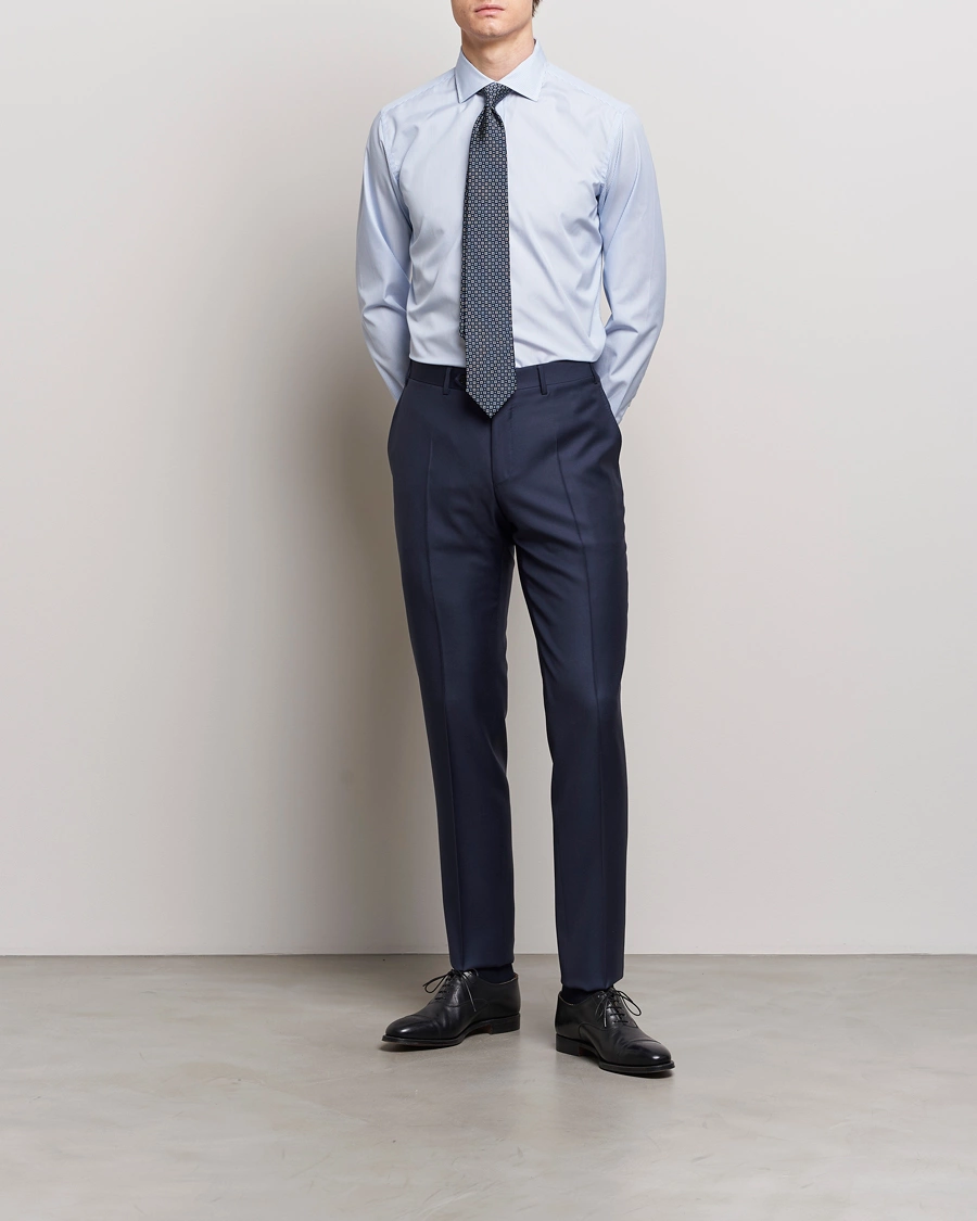 Mies | Luxury Brands | Brioni | Slim Fit Dress Shirt Light Blue Stripe