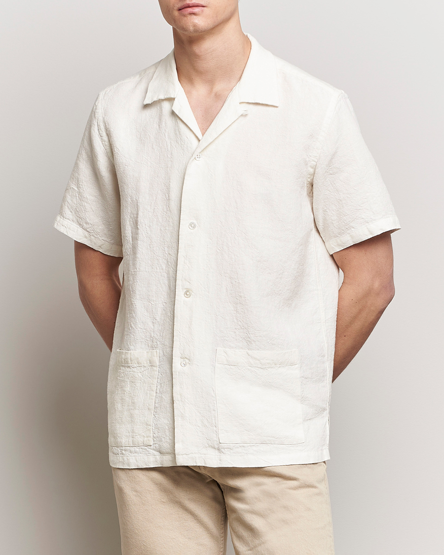 Mies | Pellavan paluu | Kamakura Shirts | Vintage Ivy Heavy Linen Beach Shirt White