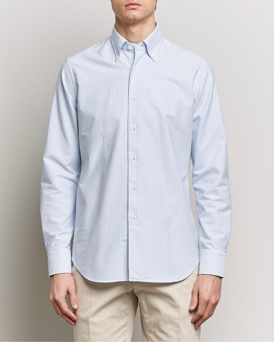 Mies | Grigio | Grigio | Oxford Button Down Shirt Light Blue Stripe