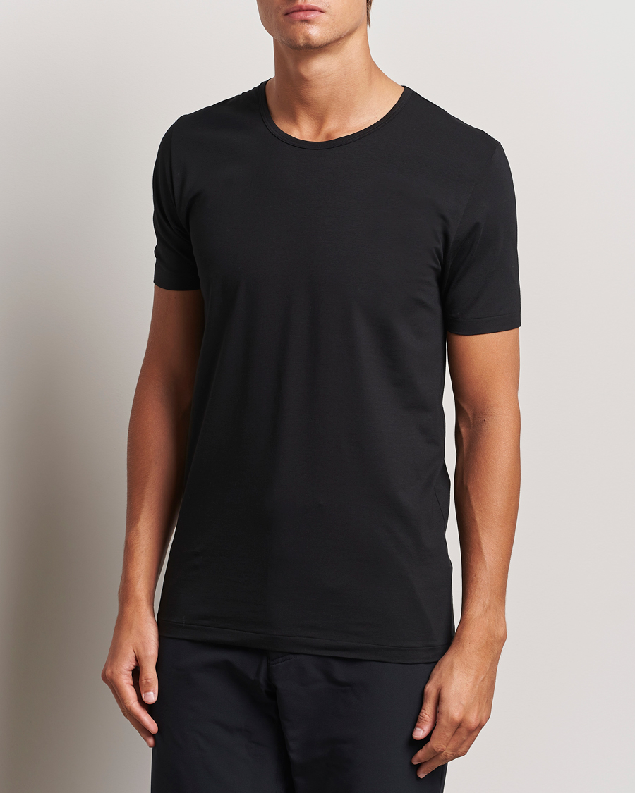 Mies |  | Zimmerli of Switzerland | Pure Comfort Crew Neck T-shirt Black