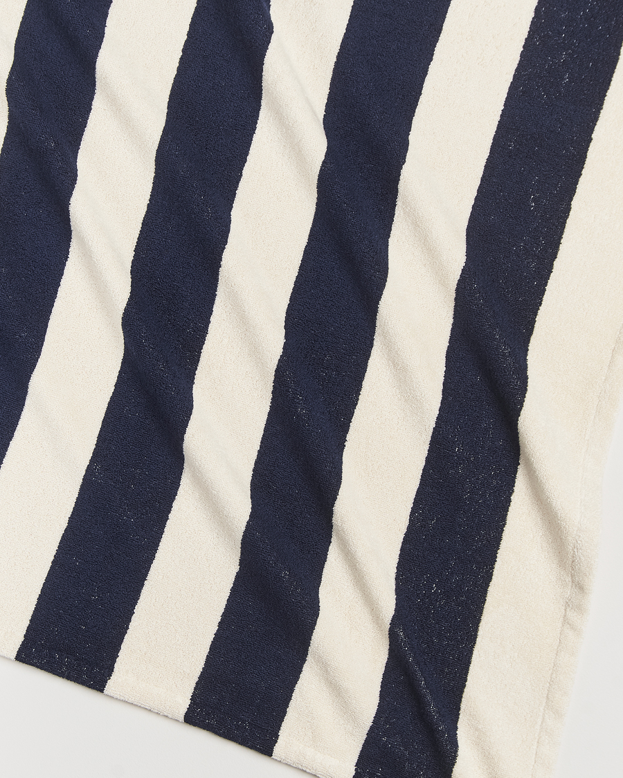 Mies |  | Tekla | Organic Terry Beach Towel Navy Stripes