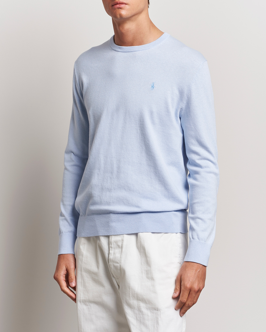 Mies | O-aukkoiset neulepuserot | Polo Ralph Lauren | Cotton/Cashmere Crew Neck Pullover Oxford Blue