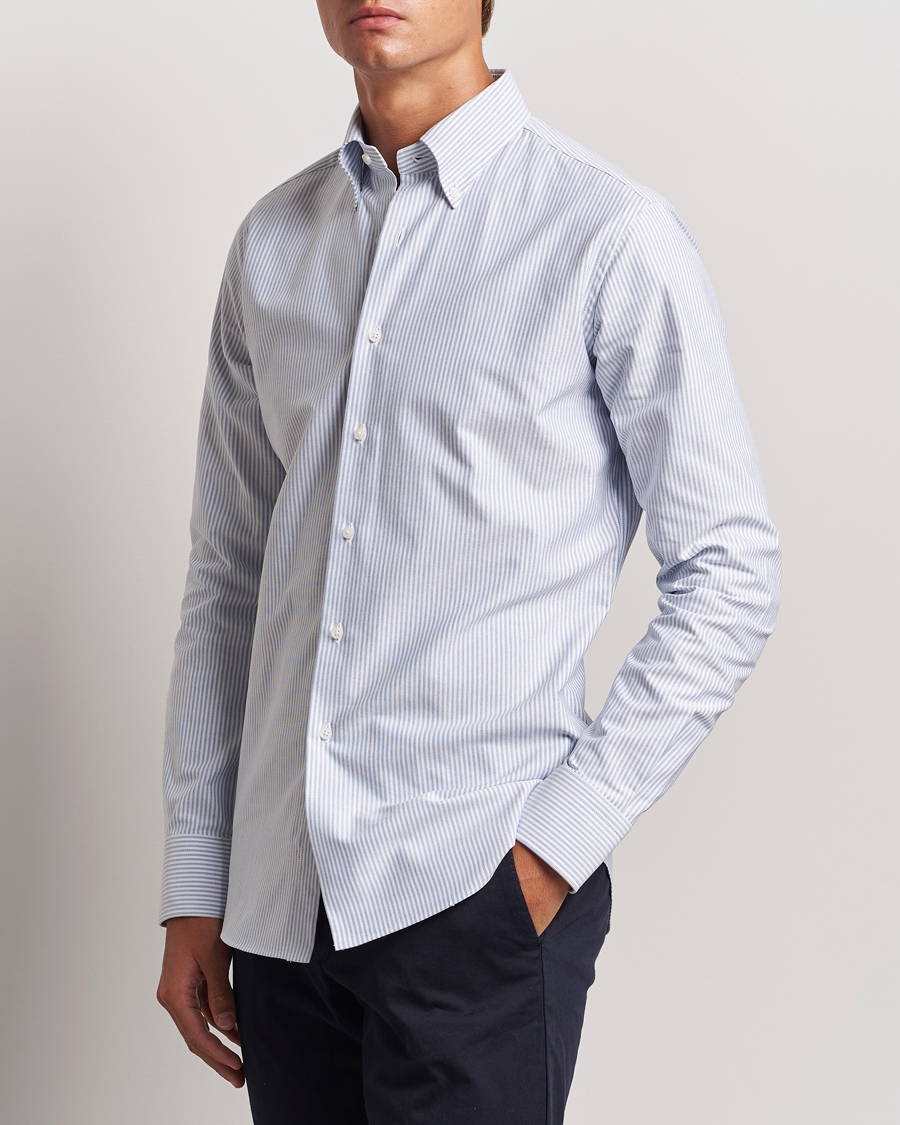 Mies |  | Grigio | Oxford Button Down Shirt Light Blue Stripe