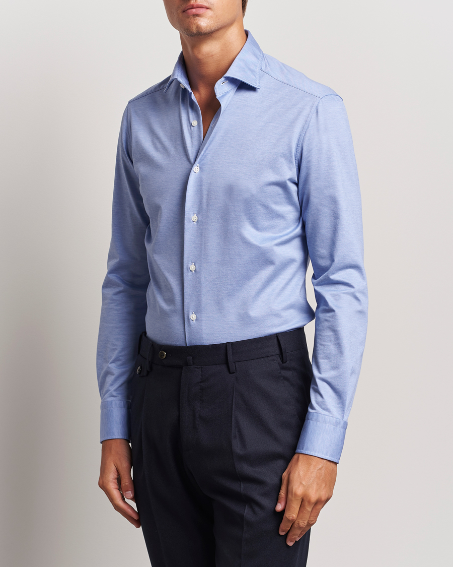 Mies |  | Grigio | Cotton Jersey Shirt Light Blue