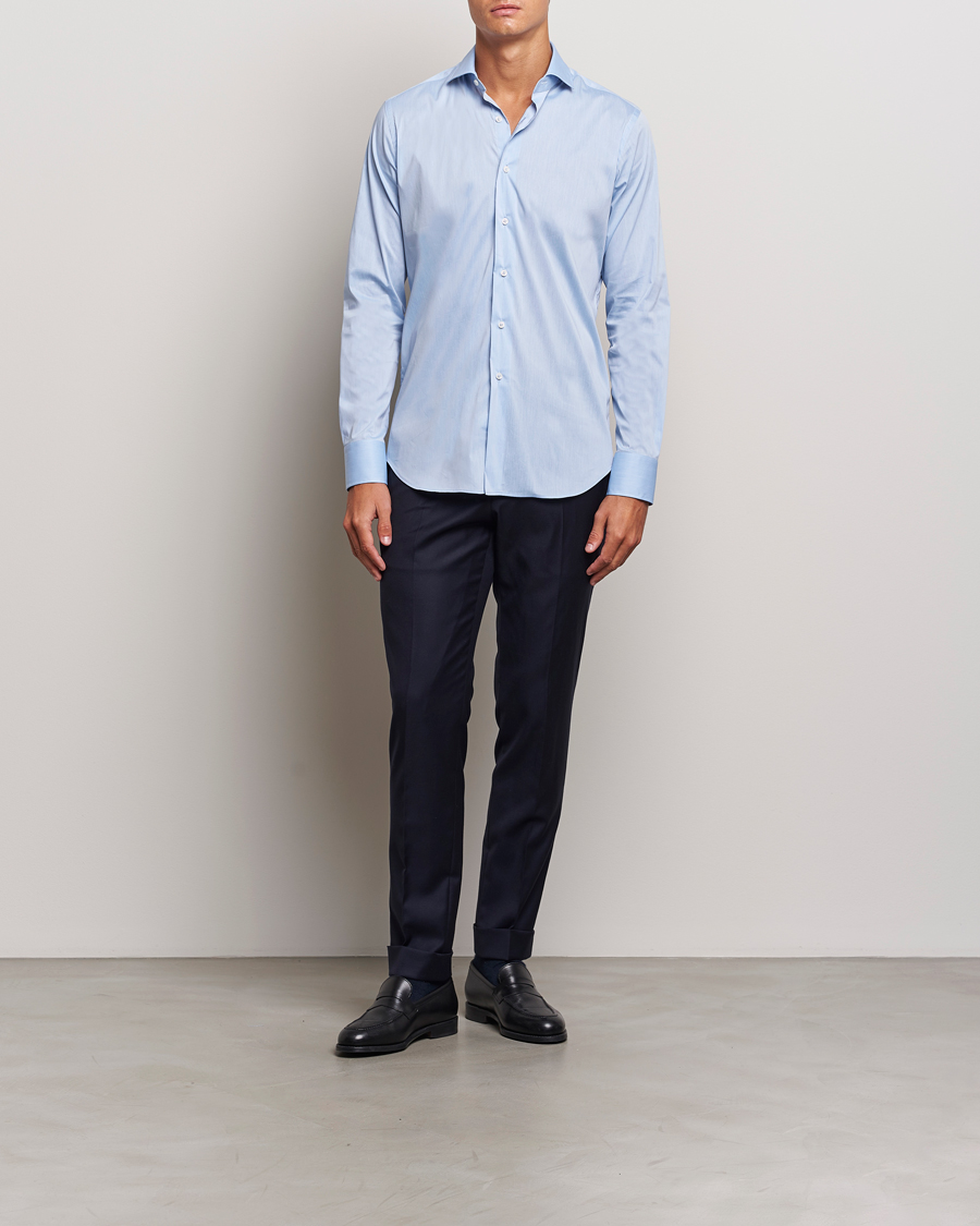 Mies |  | Grigio | Stretch Popeline Dress Shirt Light Blue