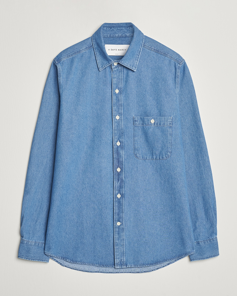 Mies | Kauluspaidat | A Day's March | Mason Denim Shirt Light Blue