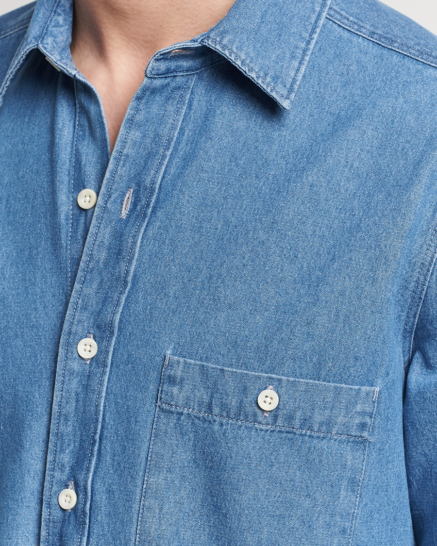 Mies | Kauluspaidat | A Day's March | Mason Denim Shirt Light Blue