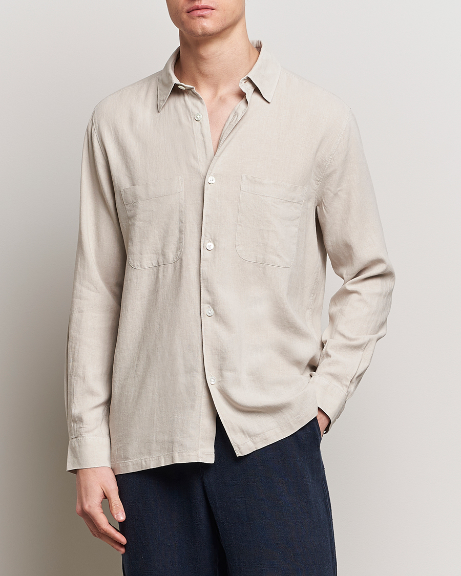 Mies | A Day's March | A Day\'s March | Balain Linen/Viscose Shirt Dove