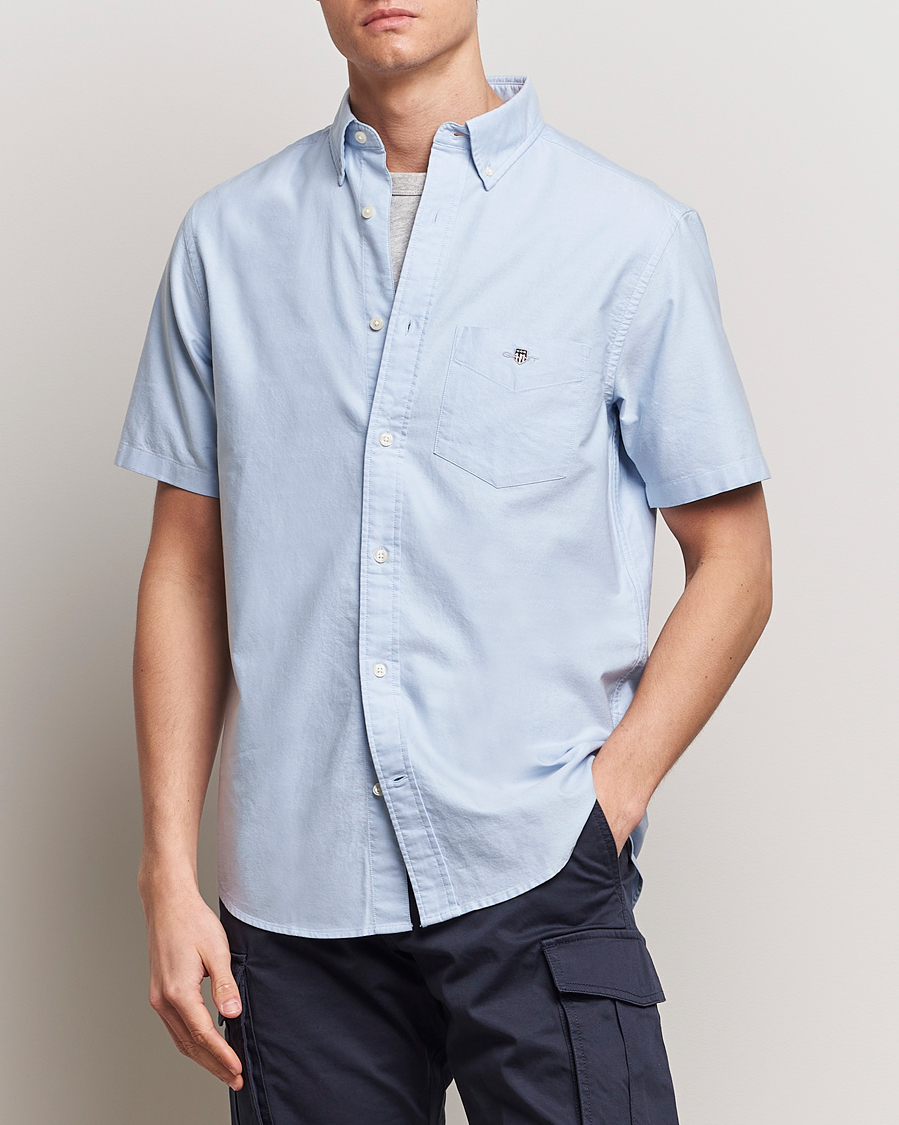 Mies | Vaatteet | GANT | Regular Short Sleeve Oxford Shirt Light Blue