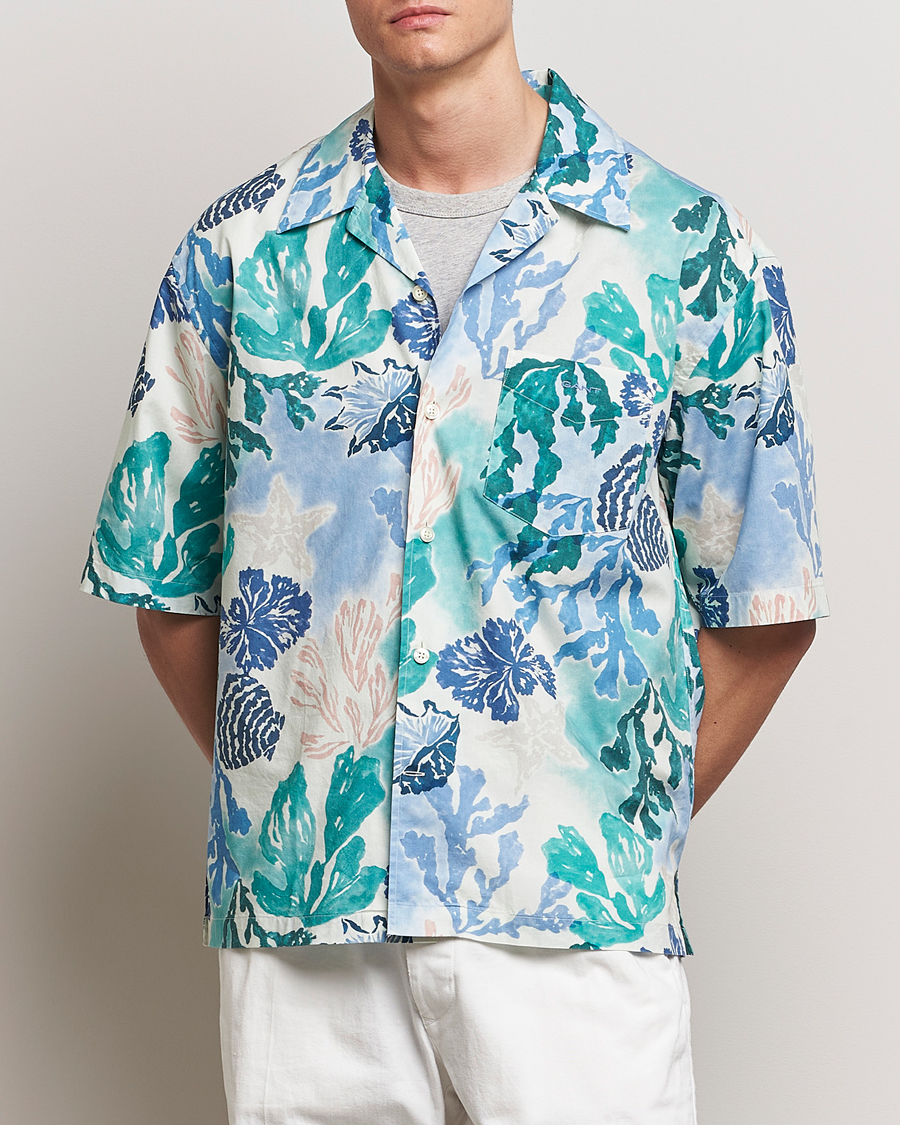 Mies | Vaatteet | GANT | Camp Collar Sea Print Short Sleeve Shirt Rich Blue