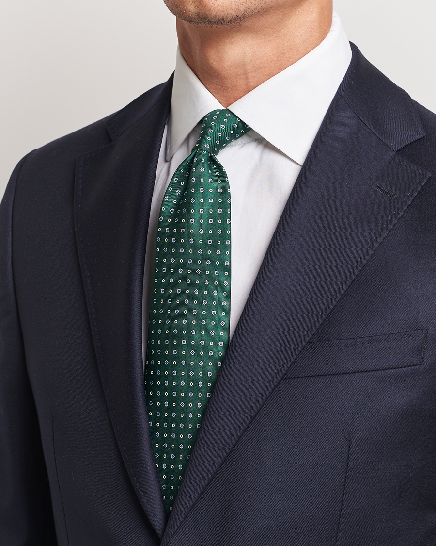 Mies |  | E. Marinella | 3-Fold Printed Silk Tie Dark Green