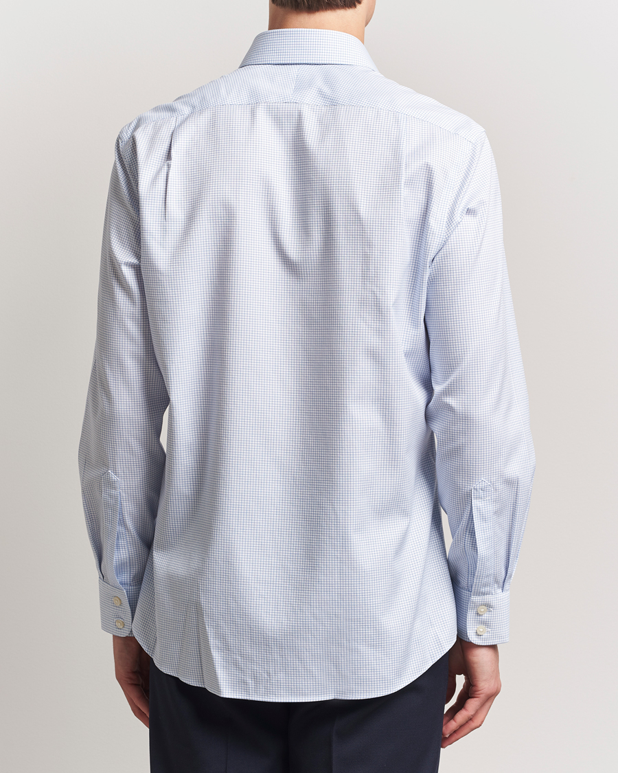 Mies | Kauluspaidat | Charles Tyrwhitt | Slim Fit Non Iron Mini Grid Check Shirt Sky Blue