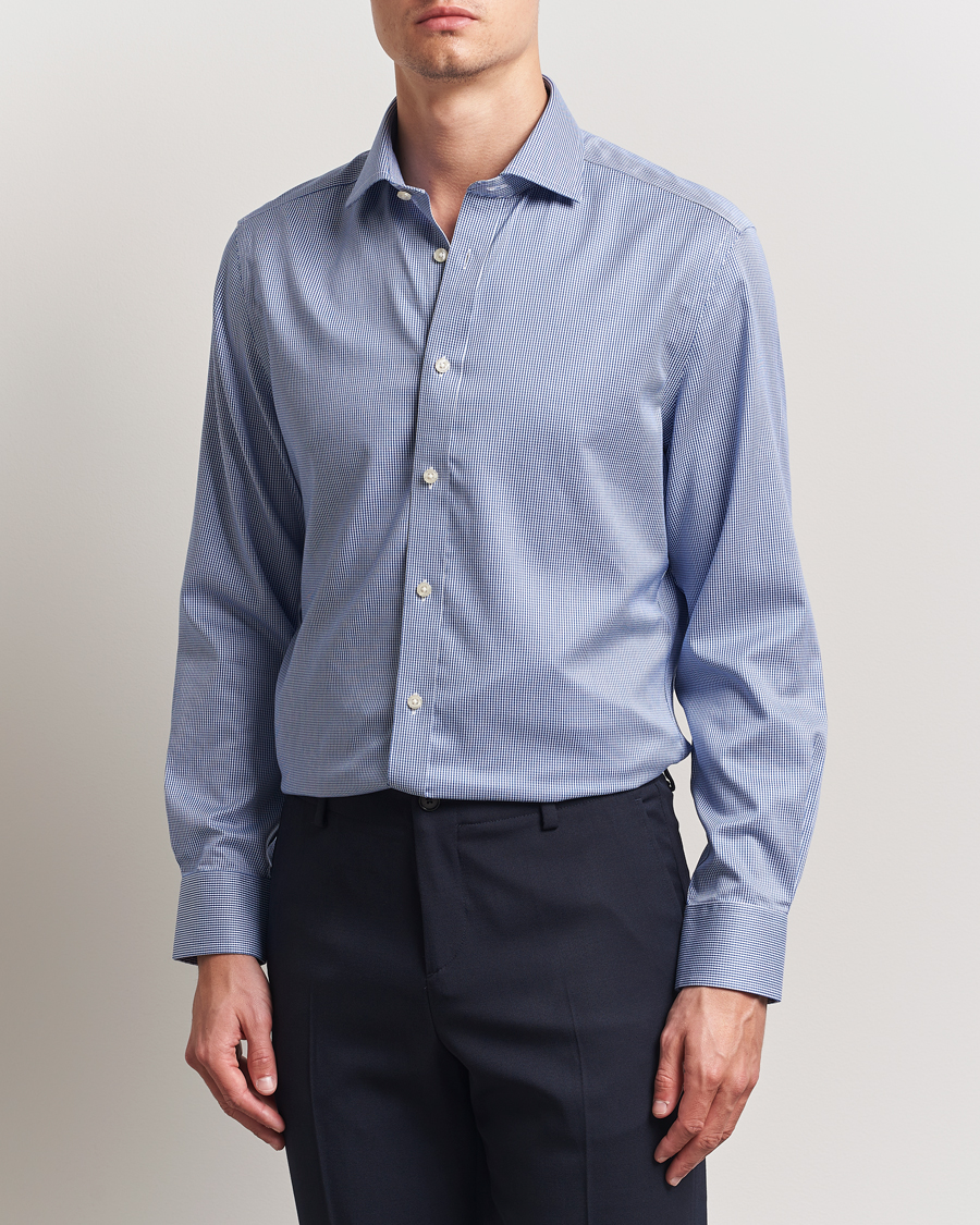 Mies | Kauluspaidat | Charles Tyrwhitt | Slim Fit Non Iron Puppytooth Shirt Royal Blue