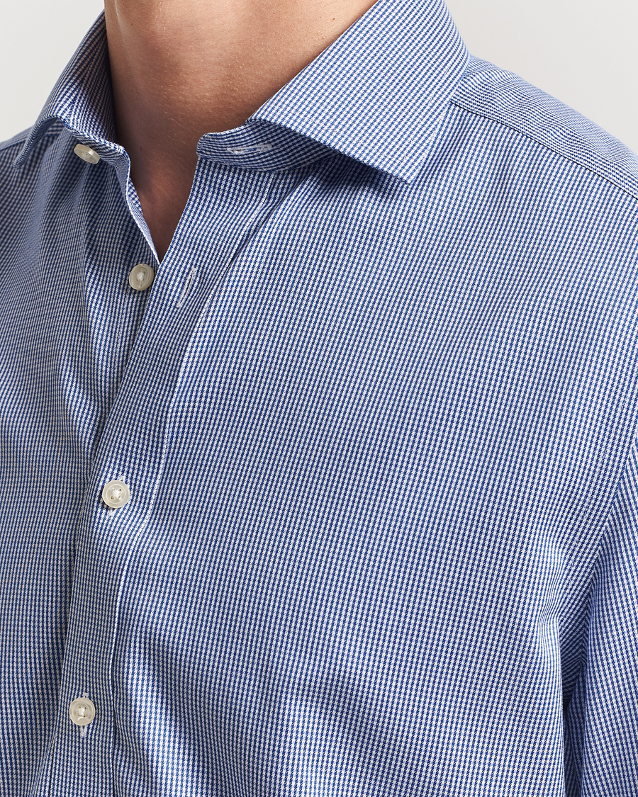 Mies | Kauluspaidat | Charles Tyrwhitt | Slim Fit Non Iron Puppytooth Shirt Royal Blue