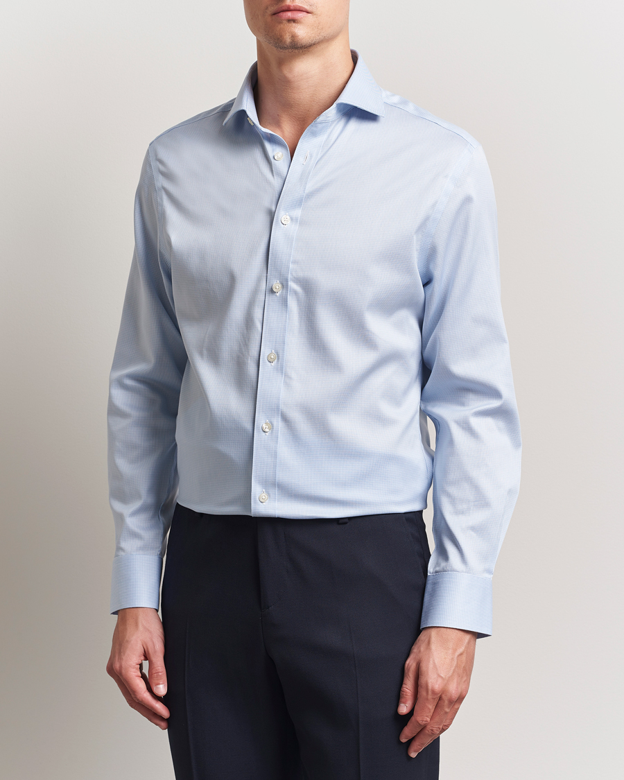 Mies | Kauluspaidat | Charles Tyrwhitt | Slim Fit Non Iron Puppytooth Shirt Sky Blue
