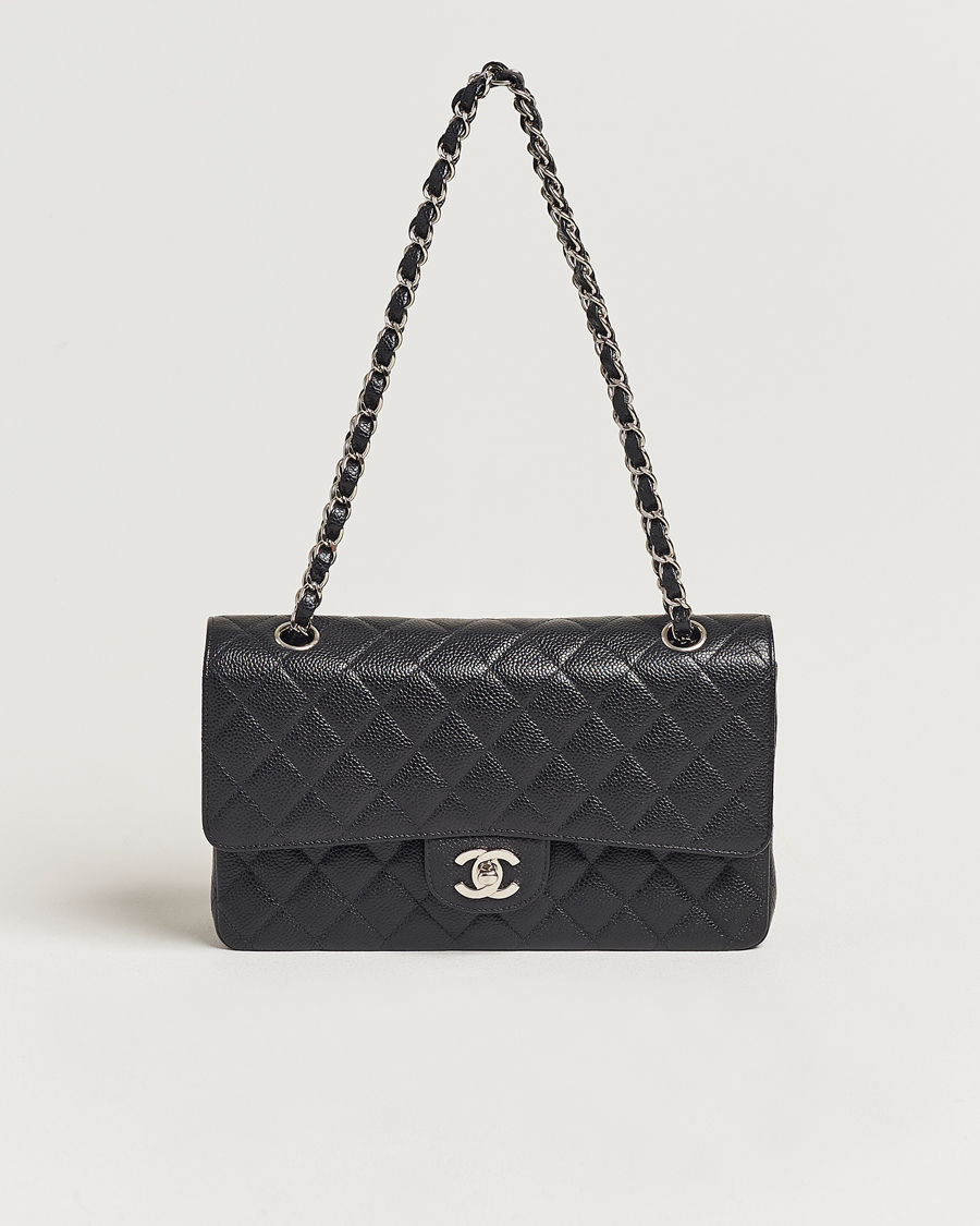 Mies | Chanel Pre-Owned Classic Medium Double Flap Bag Caviar Leather Black | Chanel Pre-Owned | Classic Medium Double Flap Bag Caviar Leather Black