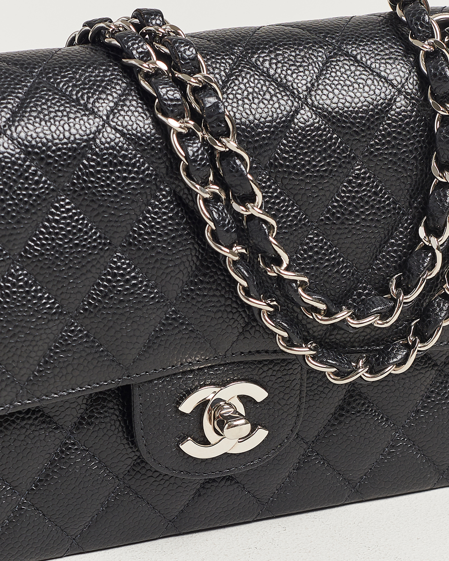 Mies | Chanel Pre-Owned Classic Medium Double Flap Bag Caviar Leather Black | Chanel Pre-Owned | Classic Medium Double Flap Bag Caviar Leather Black