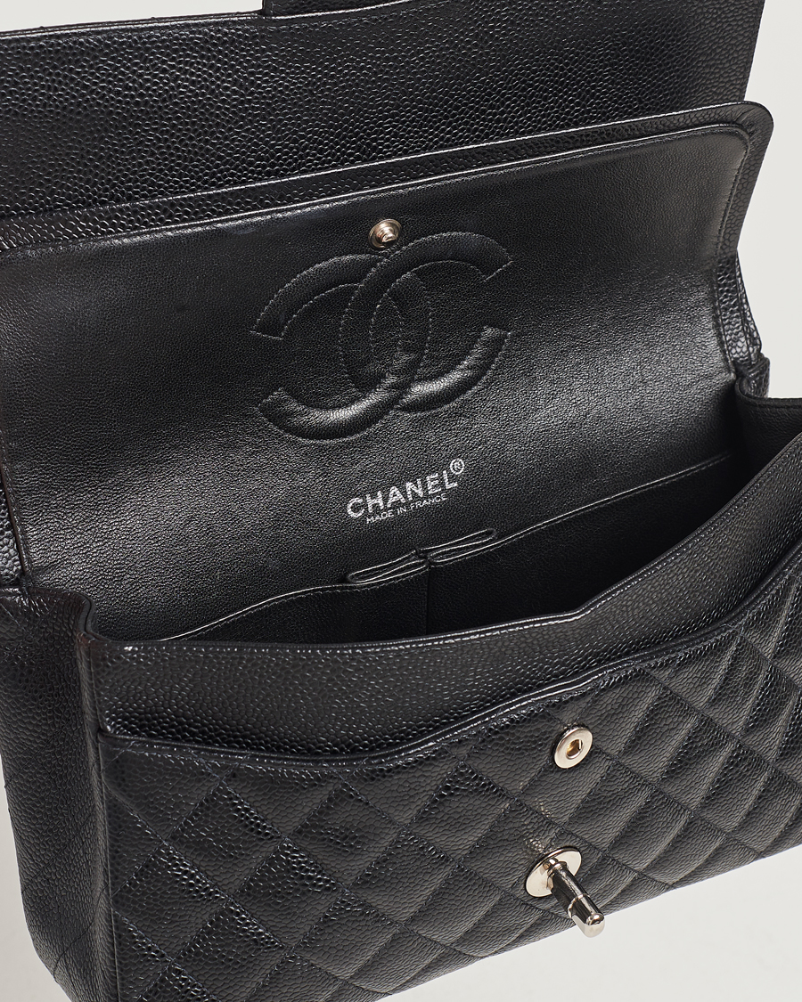 Mies | Chanel Pre-Owned Classic Medium Double Flap Bag Caviar Leather Black | Chanel Pre-Owned | Classic Medium Double Flap Bag Caviar Leather Black