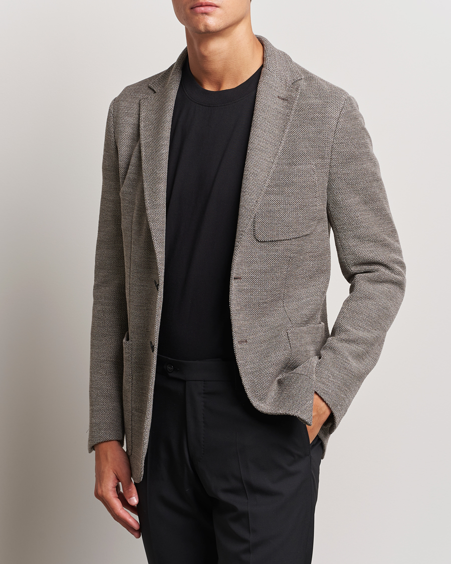 Mies |  | Canali | Structured Wool Jersey Blazer Beige