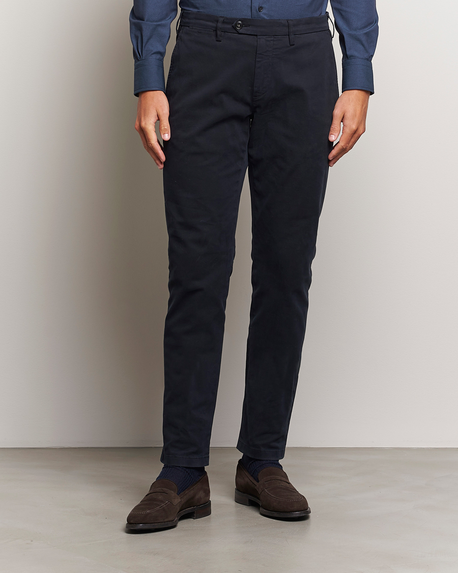 Mies |  | Canali | Slim Fit Cotton Stretch Trousers Navy