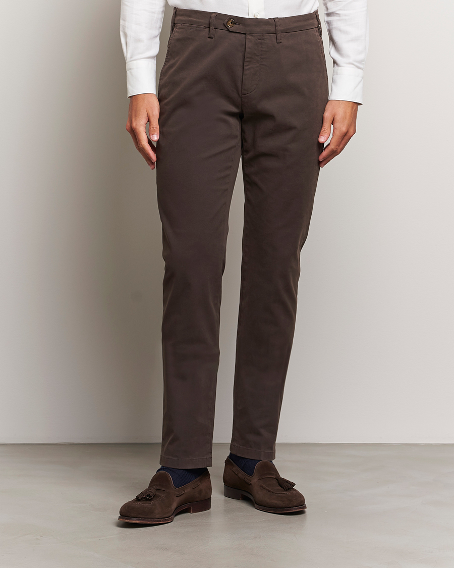 Mies |  | Canali | Slim Fit Cotton Stretch Trousers Brown